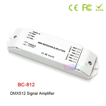 BC-812 DMX512 Jel hatalom repeater DMX-Teljesítmény erősítő 1 2 kimeneti csatorna DMX-teljesítmény elosztó DMX led vezérlő DC12V -24V