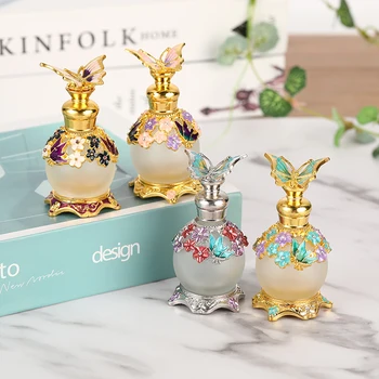 Dubai Arany Színű Pillangó Parfümös Üveg Üres Poharat Újratölthető Illóolaj Attar Konténer Haza Esküvői Dekoráció Ajándék