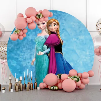 Disney Fagyasztott 2 Kör Alakú Hercegnő Aisha Hó Fehér Fal Fél Hátterekkel, Egyéni Háttér Szülinapi Photozone Dekoráció Otthon