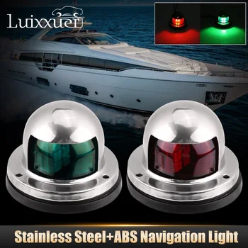 Rozsdamentes Acél+ABS Piros-Zöld Navigációs Fény, Hajó, Autó Tengeri Mutató Spot Lámpa LED Izzó Tengeri Hajó, Autó Tartozékok
