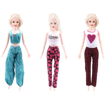 Multicolor 10 Beállított Nadrág Ruha Őszi Meleg Viselet Kiegészítők, Ruhák Barbie Babák Gyerek Játékok