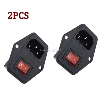 2db/Sok-Bemeneti Modul Plug 5A Biztosíték Switch Férfi Csatlakozóaljzatba 10A 250V 3 Pin IEC320 C14