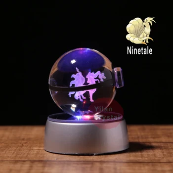 Forró Anime Pokemon Pokeball Gravírozás kristálygömb a LED Ninetale Modell Játékok Gyerekeknek