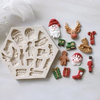 Aouke Karácsonyi Sorozat Mikulás Szarvas Alakú Szilikon Penész Konyha DIY Fondant Torta Dekorációs Eszköz Csokoládé Sütés Eszköz