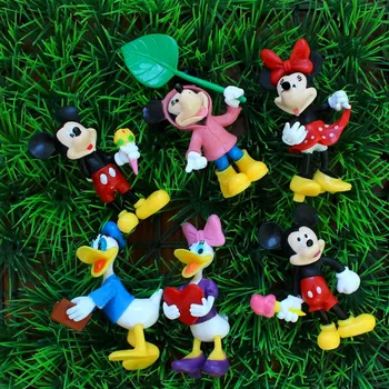 6db/Szett Disney Minnie Mickey Egér, Donald Kacsa Esküvő Party Dekoráció PVC akciófigura Mini Modell Játékok Gyerekeknek Ajándékokat
