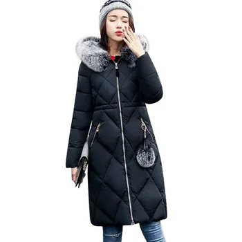 Elegáns Női Téli Kabát 2022 Új Divat Lady Le Pamut Sűrűsödik Meleg Kabát Plus Size Laza, Vékony Prémes Kapucnis Kabát G192