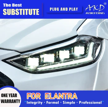 AKD Fej Lámpa Hyundai Elantra LED Fényszóró 2016-2019 Fényszórók Elantra DRL indexet, Magas, Sugár Angel Eye Projektor Lencse