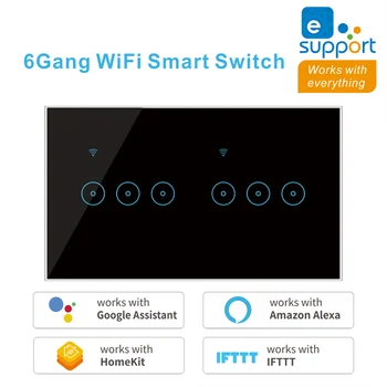 WiFi Smart Switch Tuya eWeLink 4 5 6 Banda Üveg érintőképernyő Fali Kapcsoló Vezeték nélküli Vezérlő Alexa, a Google Haza Kompatibilis 95-240V AC