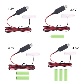USB 5V 1,2 V-os 2,4 V 3.6 4.8 V V USB-Tápellátás Megszüntetése Kábel Cserélje ki az 1-4db 1.2 V Ni-MH AA NiCd Akkumulátor