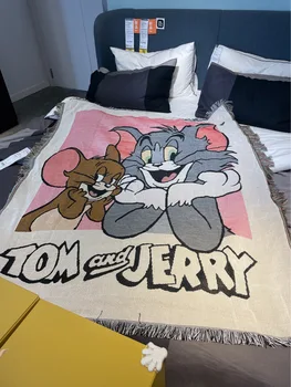 Catoon Tom Jerry Takaró Szőnyeg Geometria Kanapé Borító Kárpit Piknik Utazási Takarót