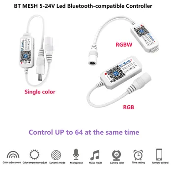BT HÁLÓ 5-24V Okos neiworking Led-Bluetooth-kompatibilis Vezérlő 5050 2835 Egyetlen Szín/KVT/RGB/RGBW Szalag Izzó Lámpa