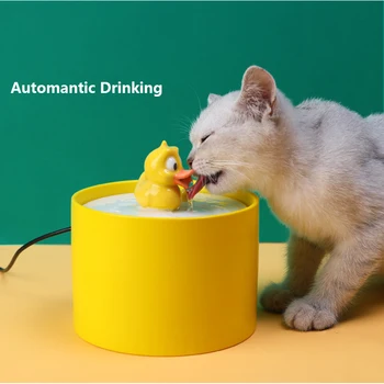 1L Aranyos Sárga Kacsa Macska Szökőkút Automatikus Kutya Víz Adagoló Tiszta Csap Ivó Macskák Automatikus Adagoló Pet itatót